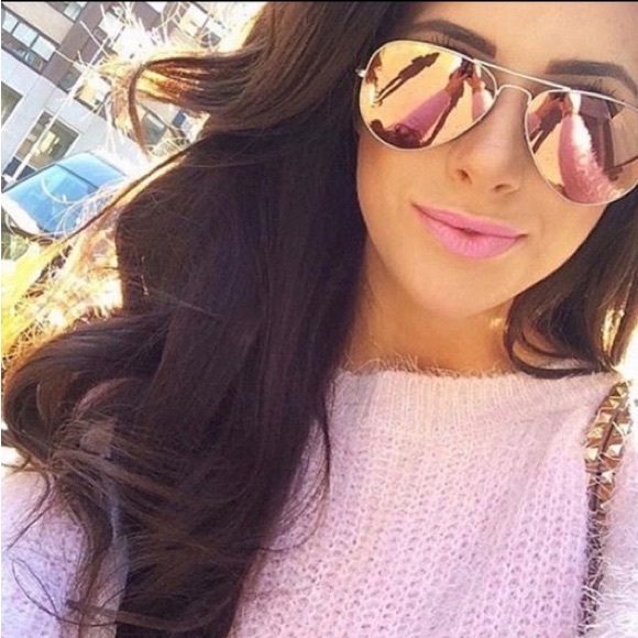 LIKE NEW Ray Ban Aviator Pink Mirrored Sunglasses - Picture 8 of 10
